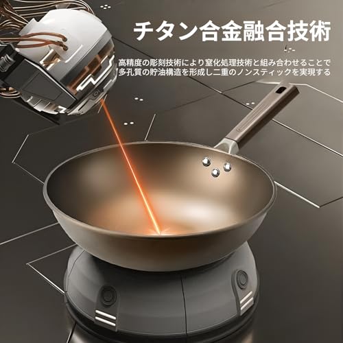 Bebemax]家庭用 中華フライパン 【両面チタン】IH対応 ガスコンロ対応