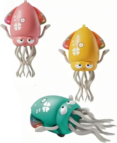 Citybaby【2025年新登場】イカおもちゃ踊るタコLEDライト&音楽付き電動自動障害物回避8本足アクション動く電動ダンスおもちゃ覚と運動能力の発達子供用インタラクティブ遊び知育玩具感覚運動能力発達子供用室内遊びに最適 (ピンク)