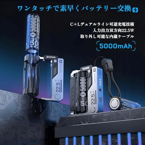 [Bebemax]【2025革新的な電池交換デザイン】バッテリー交換式 ポータブル電源 モバイルパワー 乾電池式 大容量 21700/20700バッテリー対応 急速充電 最大22.5W出力 着脱式バッテリー残量計 iPhone/Android対応 安全保護 軽量 小型 旅行/出張/アウトドア/キャンプ/停電対策/防災(5000mah1本電池付き) (5000mAh バッテリー 3個)