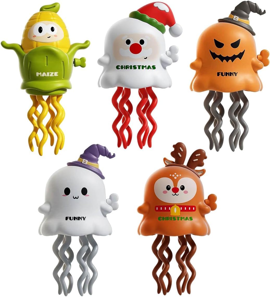 【2025年新登場】イカ おもちゃ 動く 踊るタコ ハロウィンゼンマイおもちゃ USB充電式 6本足アクション 知育玩具 クリスマスとハロウィンのギフト 子供用 犬猫用 室内遊び プレゼント