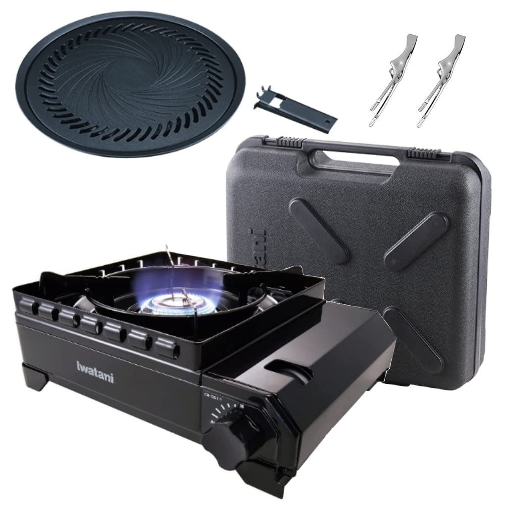 イワタニ カセットフー タフまる ブラック（CB-ODX-1-BK） ＋焼き肉プレート＋ ミニトング2点 セット