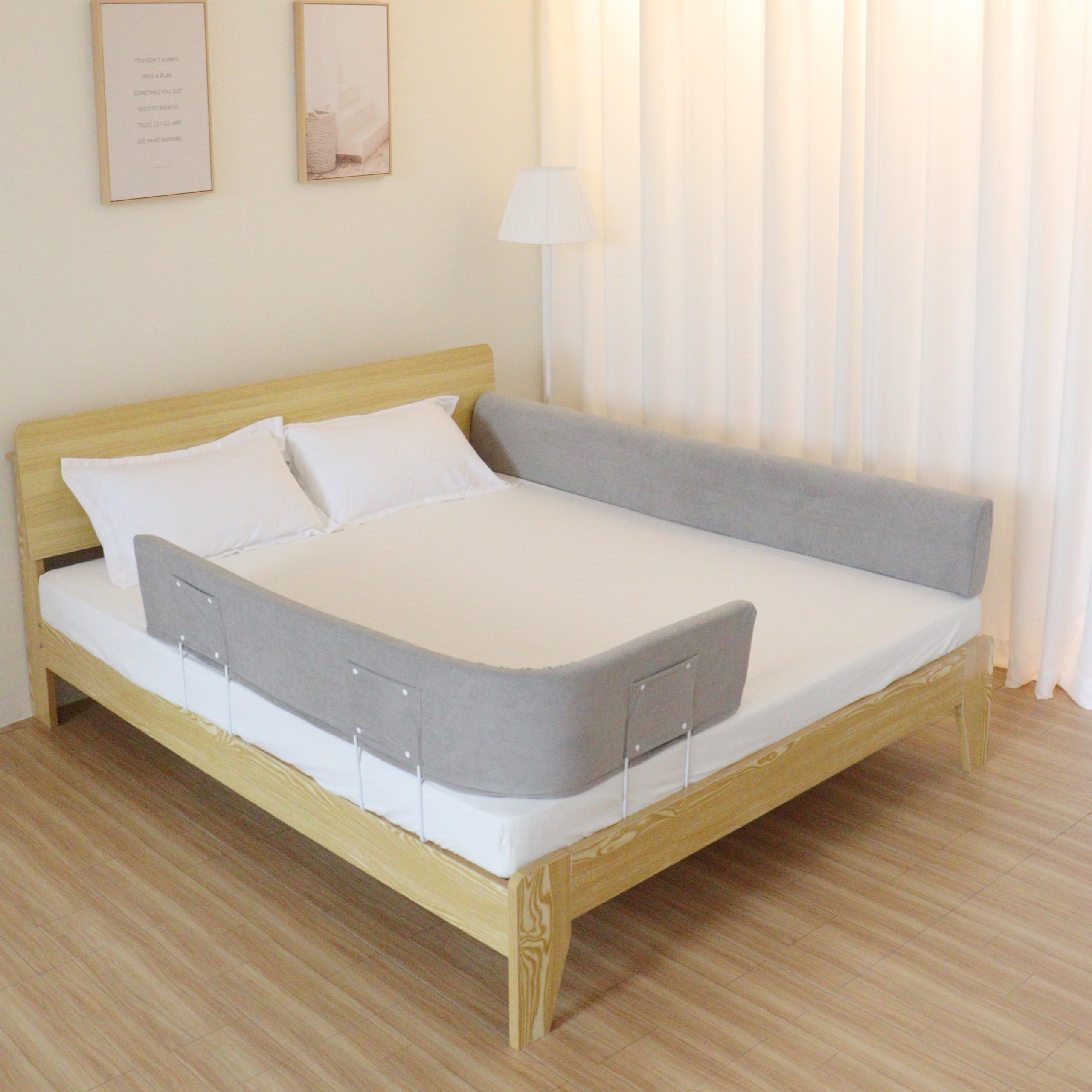 ベッドガード C26 ベッド 転落防止 寝返り防止 布団ずれ落ち防止 クッション ベビーガード ベッドサイドガード ベビーベッドガード ハイタイプ ベッドフェンス 赤ちゃん 子供 出産祝い Hugmuu ハグムー (180cm, 起毛Gray)